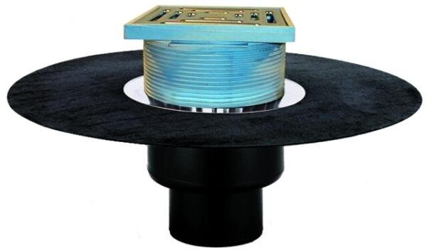 Dachablauf DN110 mit Bitumenmanschette und Heizung (10-30W/230V). Begehbar - 148x148mm / 137x137mm  HL62.1BH/1